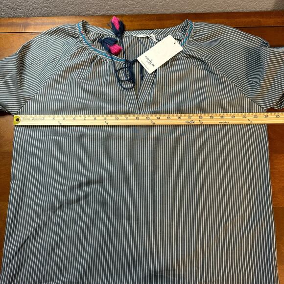 Grifflin Paris Black White Striped Embroidered Sleeve Tunic Dress Size Small - Picture 10 of 13